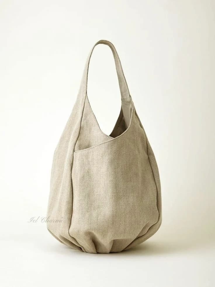 Sac à anse en lin, fond plat